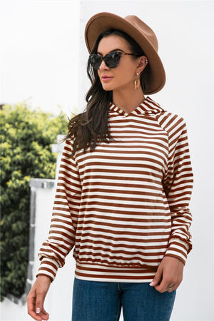 Classy Long Sleeve Striped Hoodie - MXSTUDIO.COM