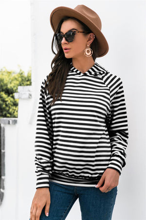 Classy Long Sleeve Striped Hoodie - MXSTUDIO.COM