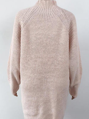 Classy Minimalist Mock Neck Mini Sweater Dress-MXSTUDIO.COM