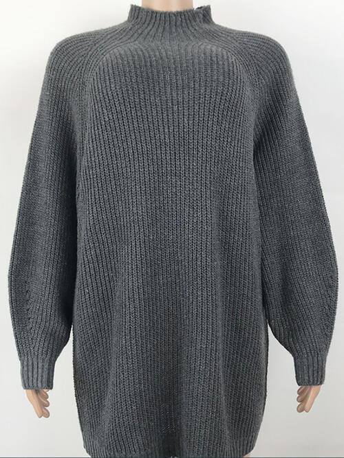 Classy Minimalist Mock Neck Mini Sweater Dress-MXSTUDIO.COM