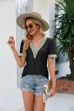 Classy Not Trashy Short Sleeve V Neck Blouse - MXSTUDIO.COM