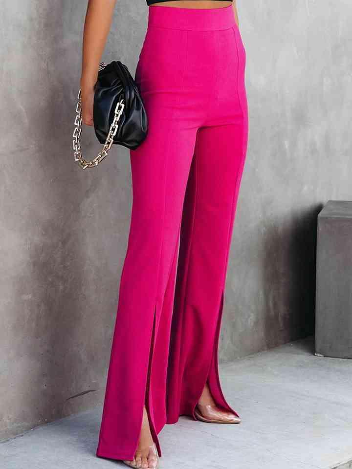 Classy Retro High Waist Slit Flare Pants - MXSTUDIO.COM