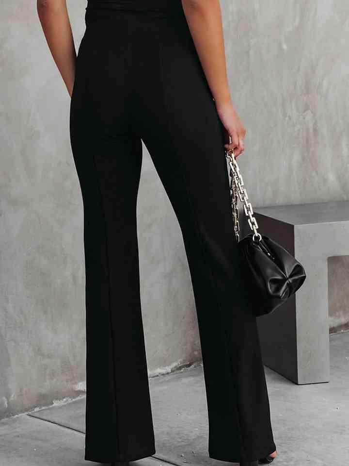 Classy Retro High Waist Slit Flare Pants - MXSTUDIO.COM