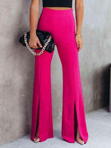 Classy Retro High Waist Slit Flare Pants - MXSTUDIO.COM