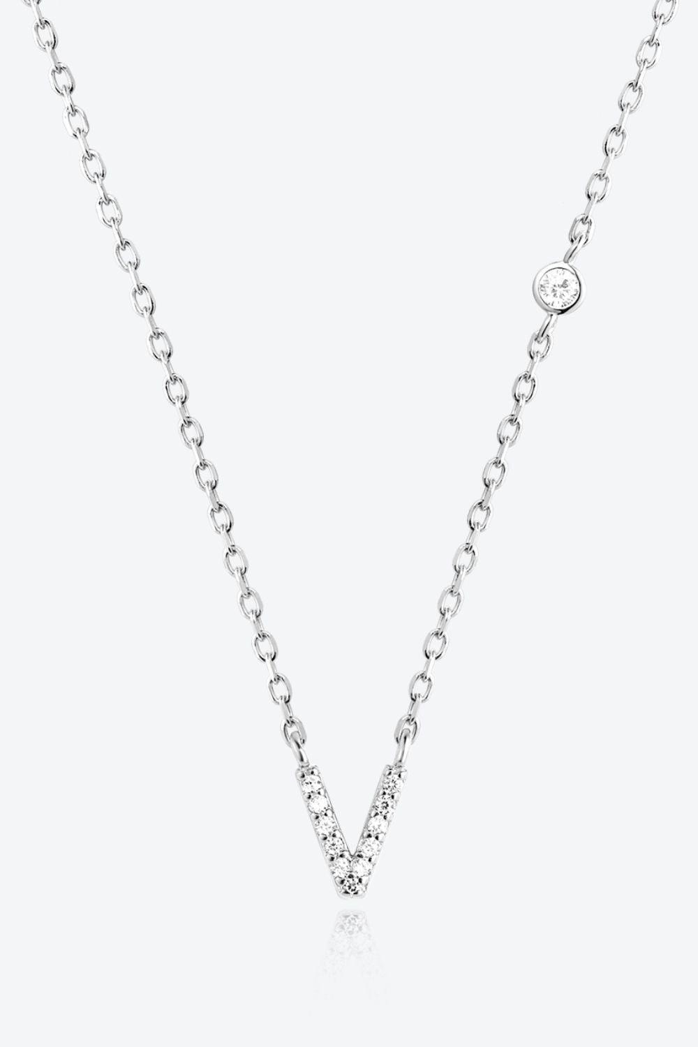 Classy V To Z Pendant 925 Sterling Silver Necklace-MXSTUDIO.COM