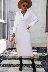 Classy Winter Long Sleeve Midi Sweater Dress - MXSTUDIO.COM