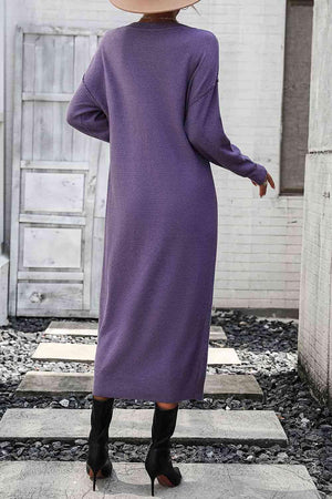 Classy Winter Long Sleeve Midi Sweater Dress - MXSTUDIO.COM