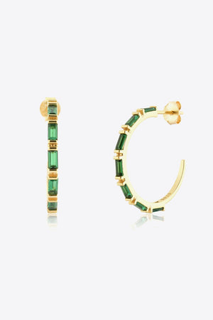 Classy Zircon C-Shaped Gold Plated Hoop Earrings - MXSTUDIO.COM