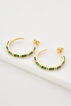 Classy Zircon C-Shaped Gold Plated Hoop Earrings - MXSTUDIO.COM