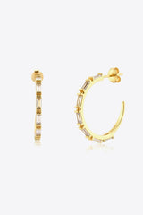 Classy Zircon C-Shaped Gold Plated Hoop Earrings - MXSTUDIO.COM