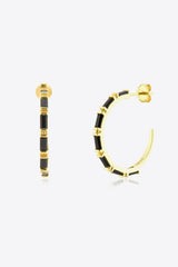 Classy Zircon C-Shaped Gold Plated Hoop Earrings - MXSTUDIO.COM