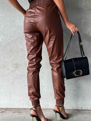 Clever Girl High Waist Faux Leather Jogger Pants - MXSTUDIO.COM