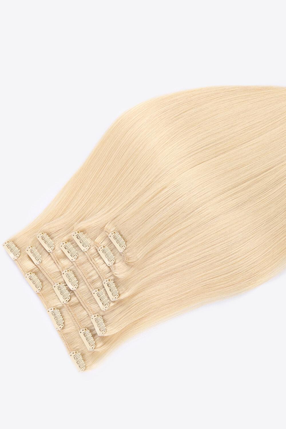 Clip-in Blonde Indian Human Hair Extension 20" - MXSTUDIO.COM