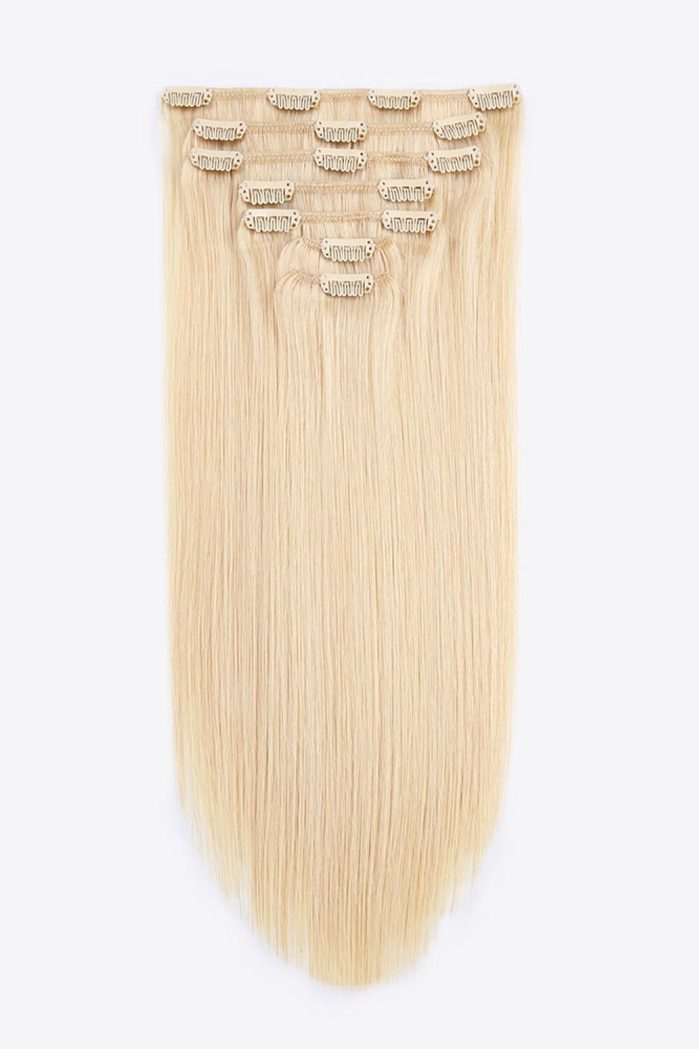 Clip-in Blonde Indian Human Hair Extensions 18" - MXSTUDIO.COM