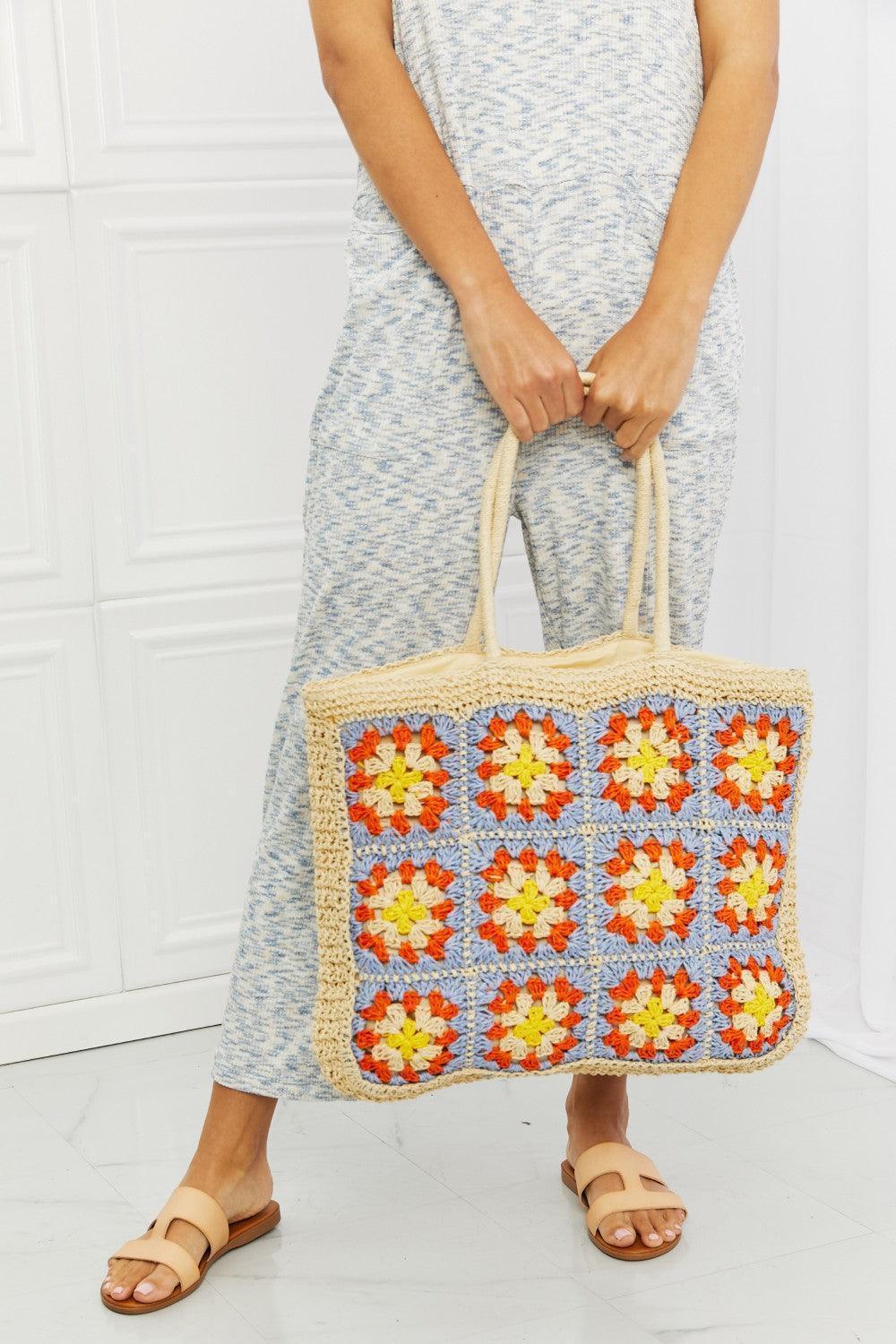 Coastal Chill Floral Embroidery Tote Bag - MXSTUDIO.COM