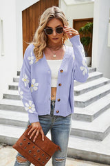 Cold Air Embrace Button Down Floral Cardigan-MXSTUDIO.COM