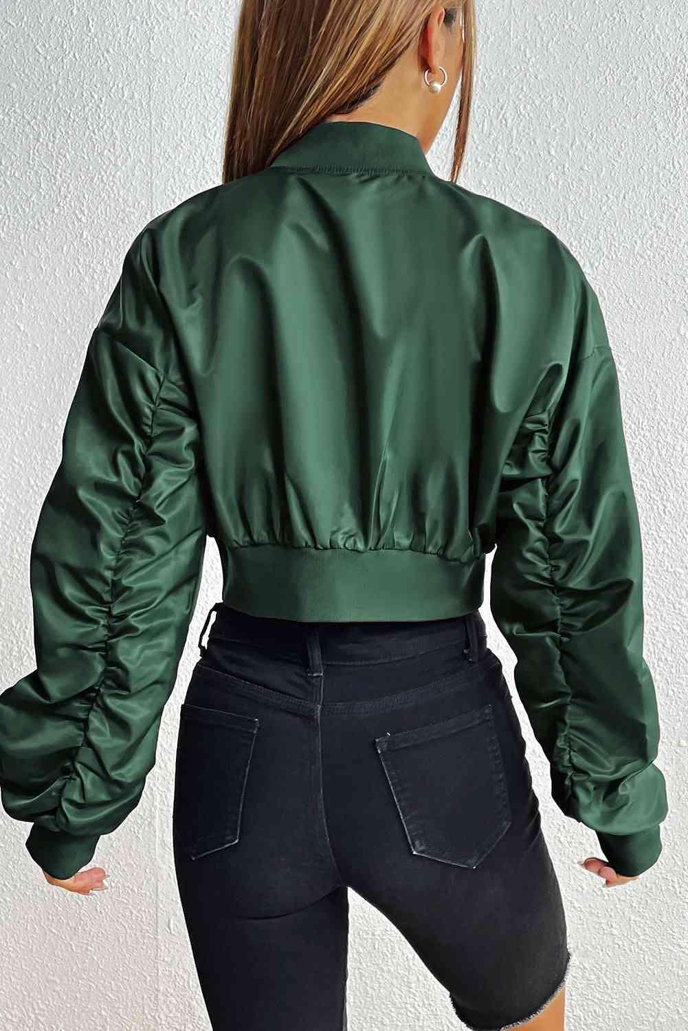 Cold Day Chic Cropped Zip Up Jacket - MXSTUDIO.COM