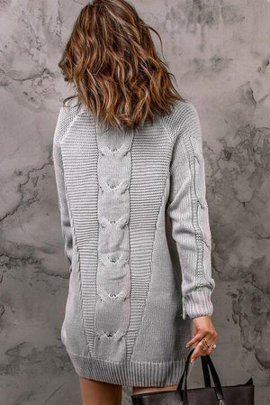 Cold Day Chic Fringe Turtleneck Sweater Dress - MXSTUDIO.COM