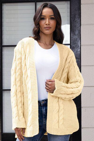 Cold Days Comfort Cable Knit Open Front Cardigan-MXSTUDIO.COM