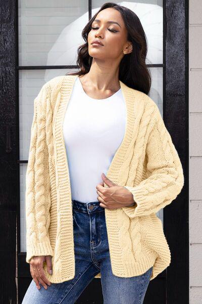 Cold Days Comfort Cable Knit Open Front Cardigan-MXSTUDIO.COM