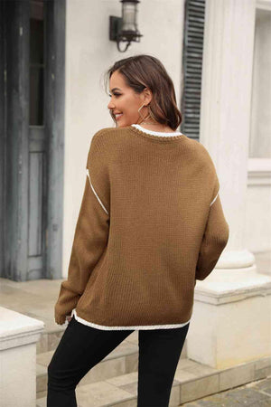 Cold Free Crew Neck Waffle-Knit Sweater - MXSTUDIO.COM