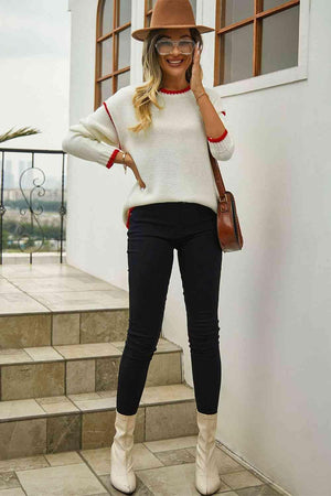 Cold Free Crew Neck Waffle-Knit Sweater - MXSTUDIO.COM