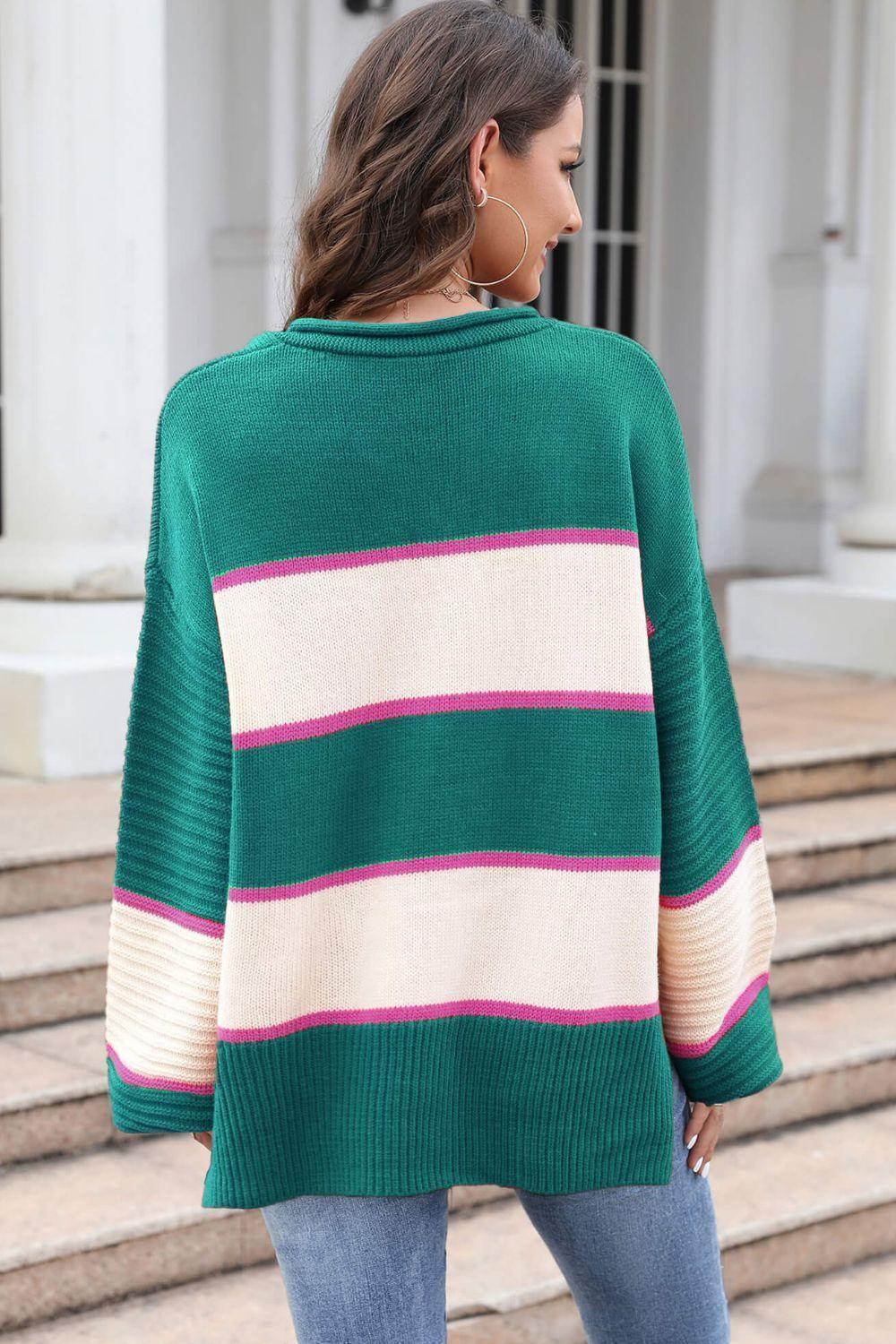 Cold Morning Oversized Striped Sweater - MXSTUDIO.COM
