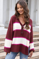 Cold Morning Oversized Striped Sweater - MXSTUDIO.COM