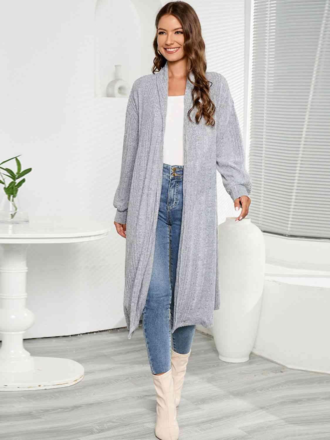 Cold Protection Open Front Duster Cardigan - MXSTUDIO.COM