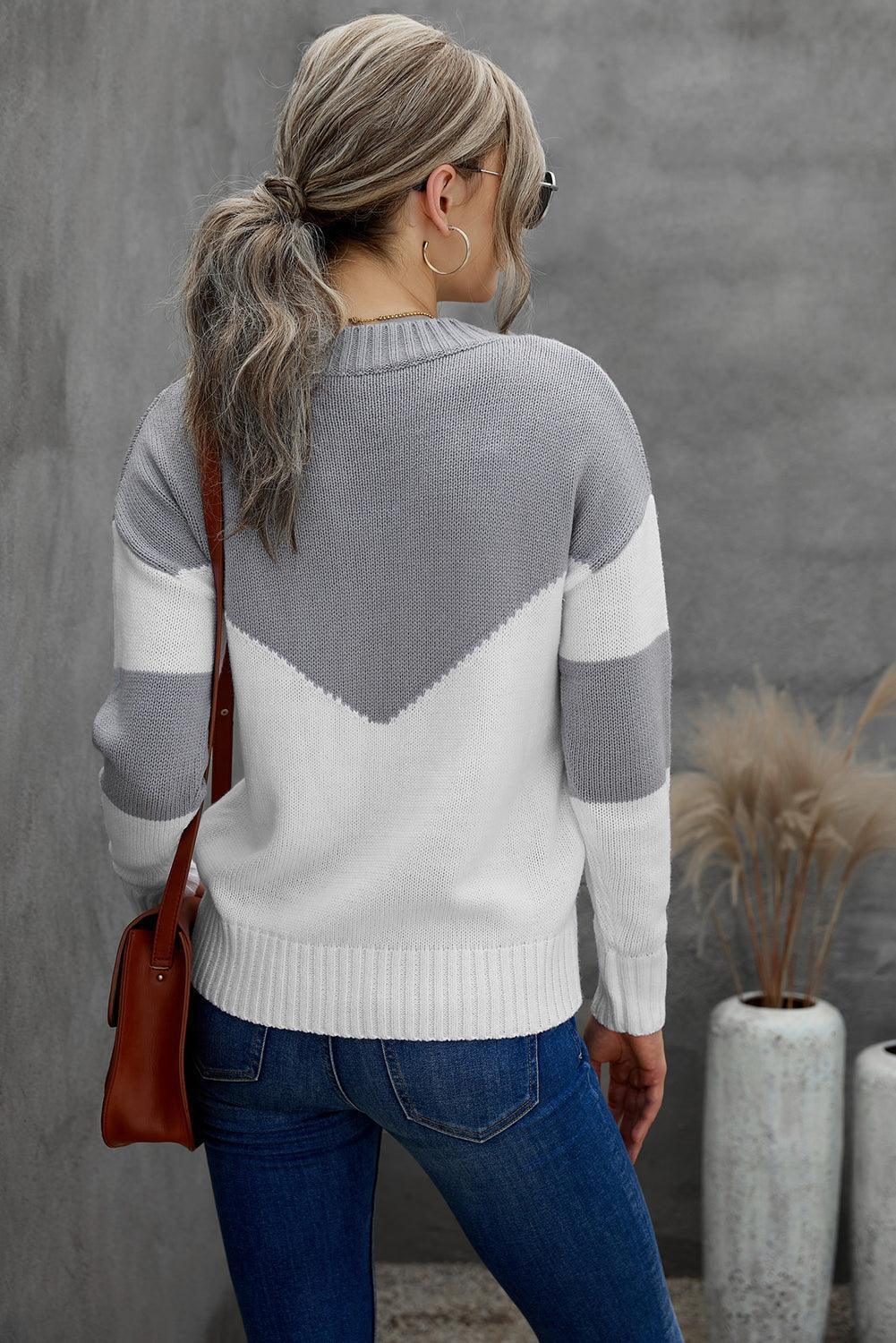 Cold Resistance Chevron V Neck Sweater - MXSTUDIO.COM