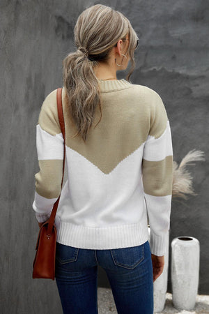 Cold Resistance Chevron V Neck Sweater - MXSTUDIO.COM