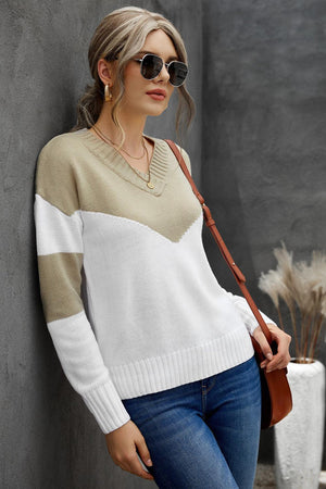 Cold Resistance Chevron V Neck Sweater - MXSTUDIO.COM