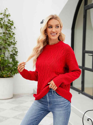 Cold Season Chic Crew Neck Knit Sweater - MXSTUDIO.COM