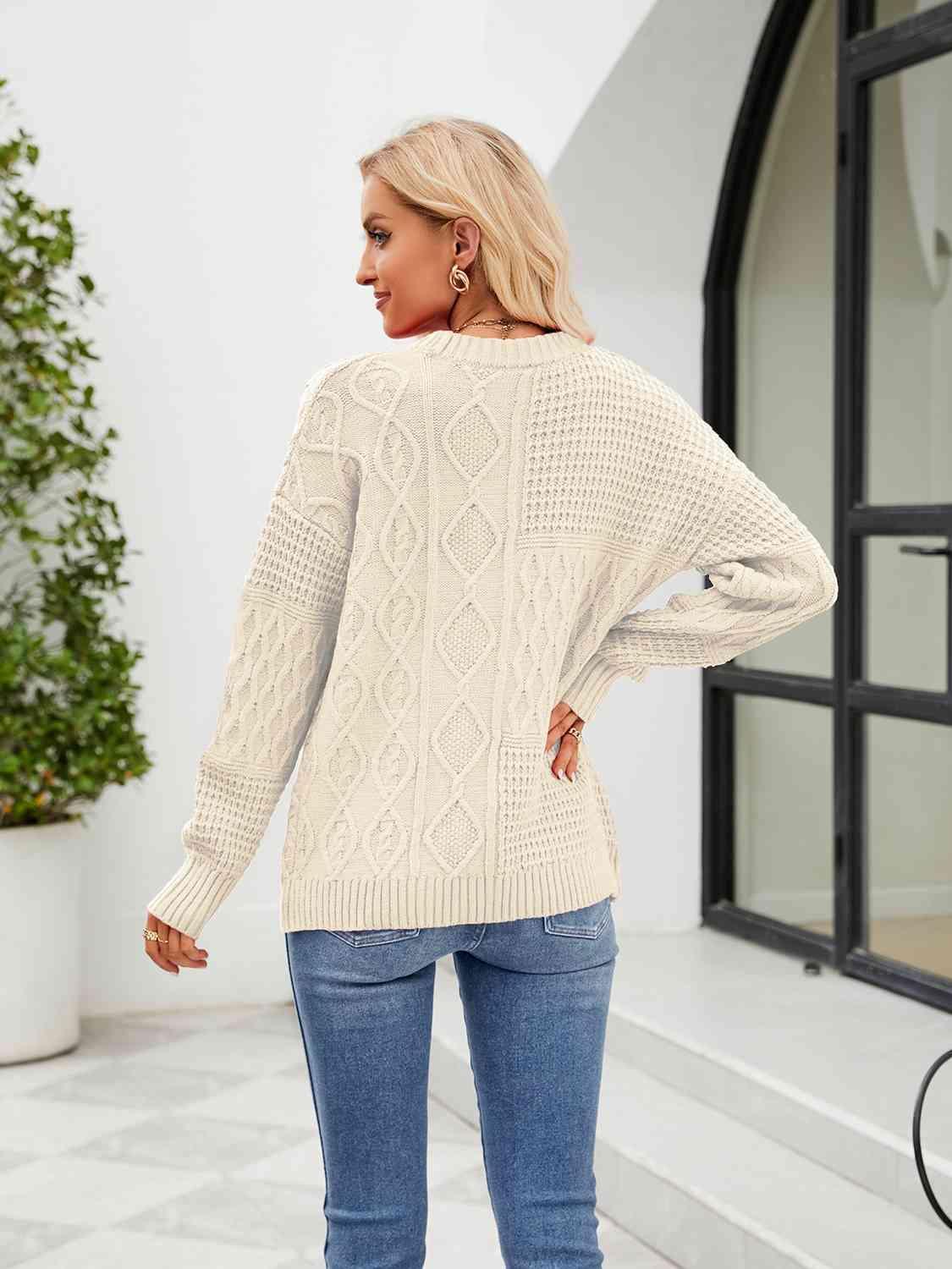 Cold Season Chic Crew Neck Knit Sweater - MXSTUDIO.COM