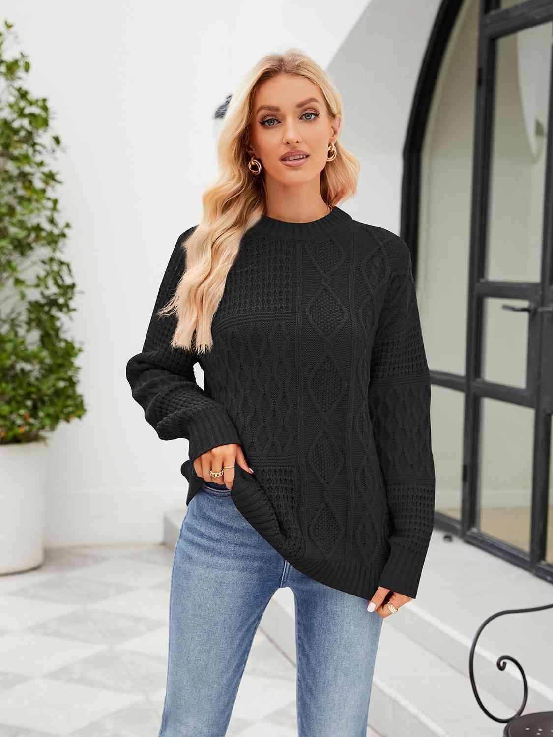 Cold Season Chic Crew Neck Knit Sweater - MXSTUDIO.COM