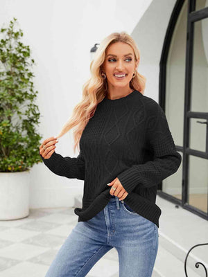 Cold Season Chic Crew Neck Knit Sweater - MXSTUDIO.COM