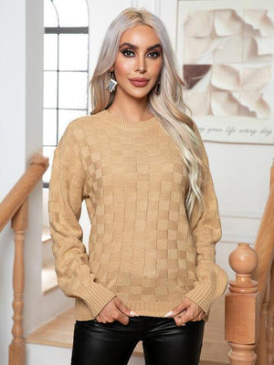 Cold Season Flair Long Sleeve Crew Neck Sweater - MXSTUDIO.COM