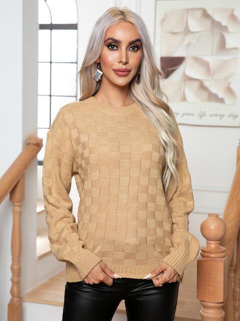 Cold Season Flair Long Sleeve Crew Neck Sweater - MXSTUDIO.COM
