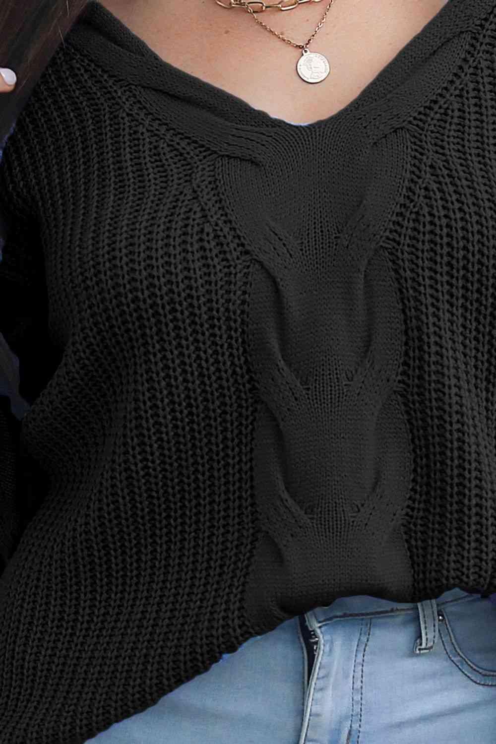 Cold Season Leisure Cable Knit V Neck Sweater - MXSTUDIO.COM