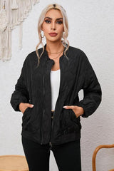 Cold Season Sleek Black Zip Jacket-MXSTUDIO.COM