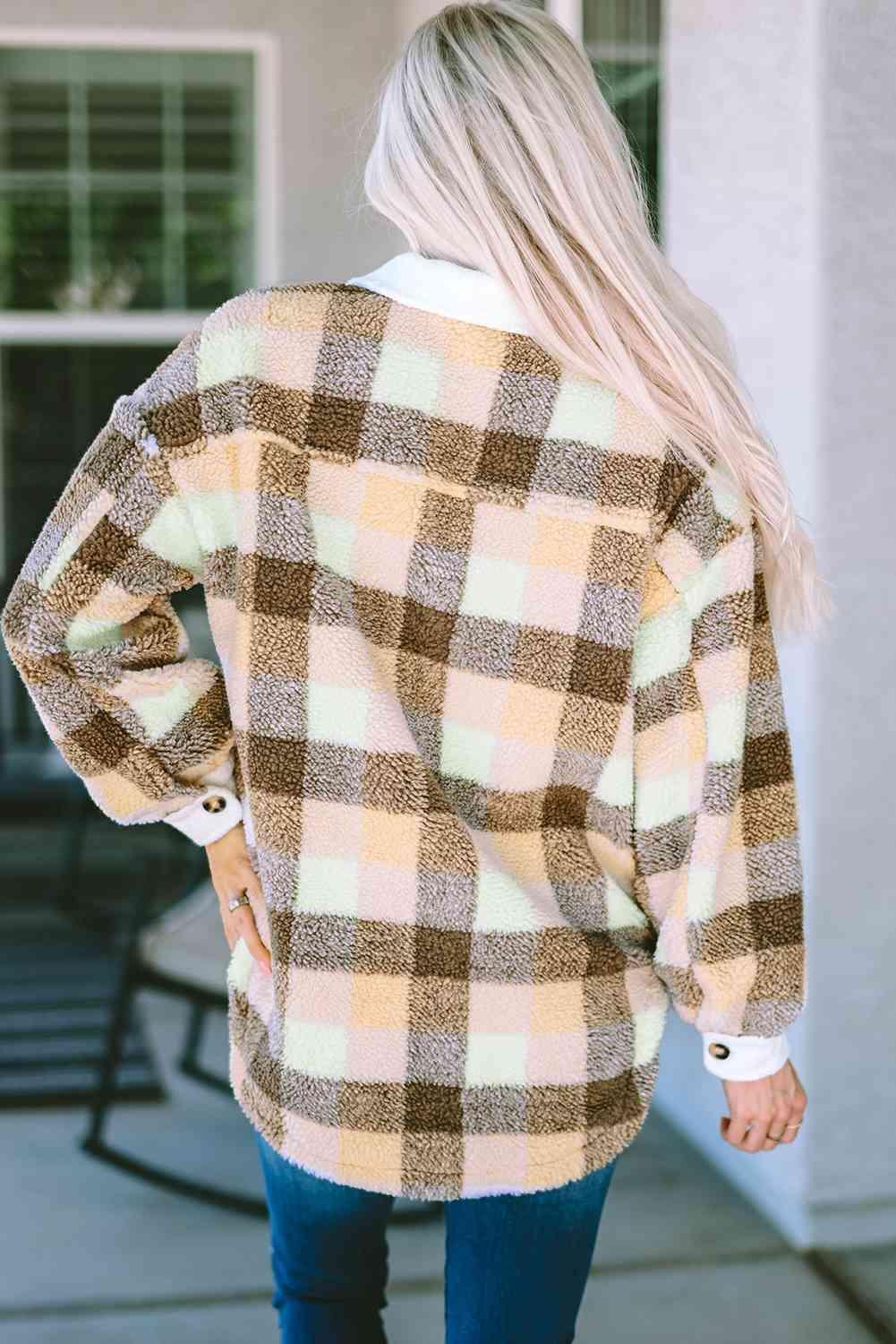 Cold Season Staple Plaid Button Up Jacket-MXSTUDIO.COM