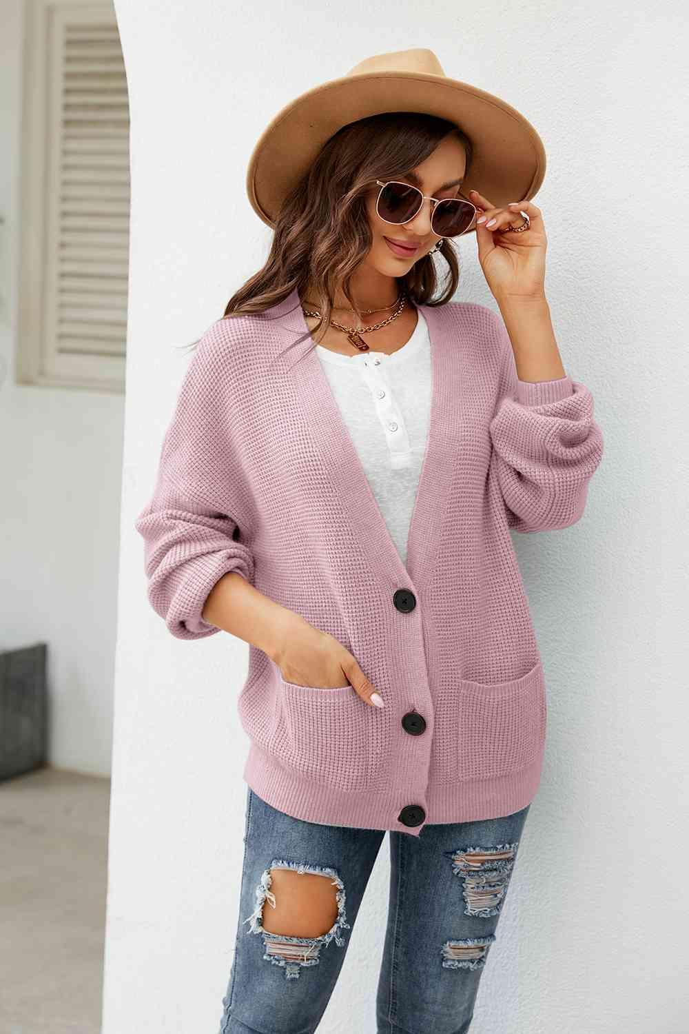 Cold Weather Chic Pocketed Button Front Cardigan - MXSTUDIO.COM