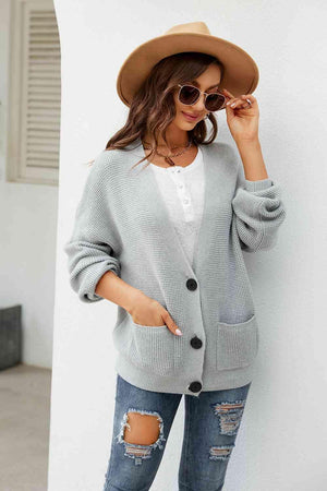 Cold Weather Chic Pocketed Button Front Cardigan - MXSTUDIO.COM