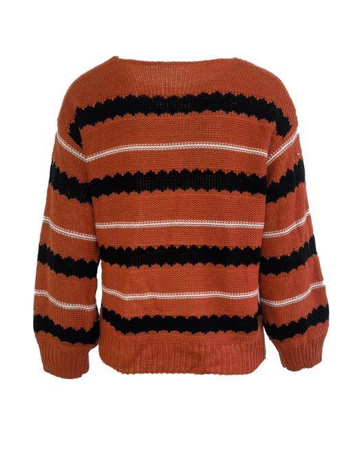 Cold Weather Must-Have Striped Crew Neck Sweater-MXSTUDIO.COM