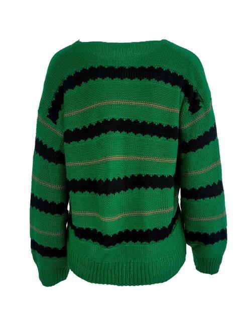 Cold Weather Must-Have Striped Crew Neck Sweater-MXSTUDIO.COM