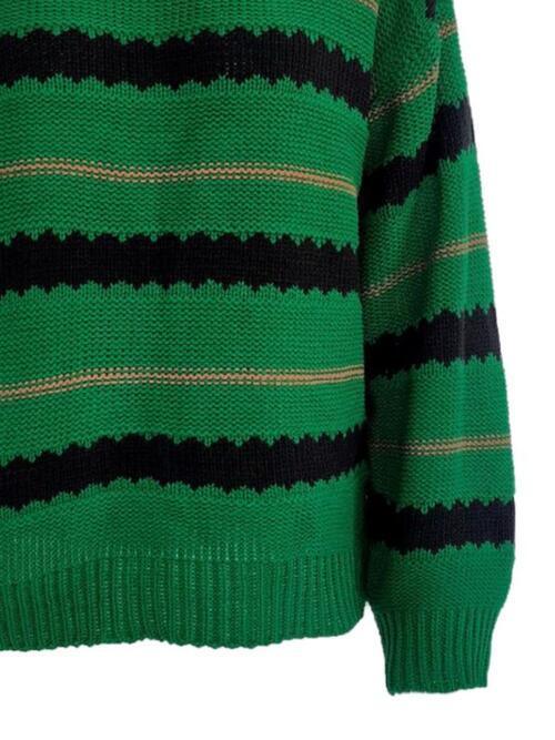 Cold Weather Must-Have Striped Crew Neck Sweater-MXSTUDIO.COM