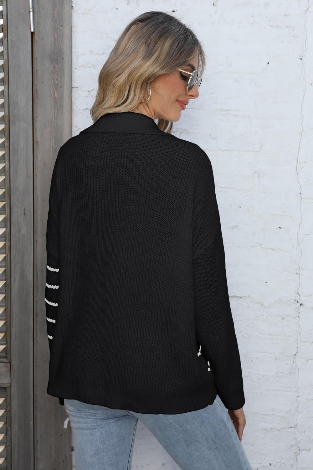 Cold Weather Prepared Striped Long Sleeve Sweater - MXSTUDIO.COM