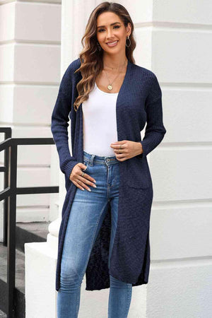 Cold Weather Protect Slit Front Duster Cardigan - MXSTUDIO.COM