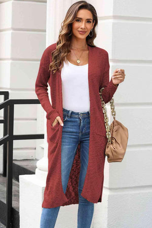 Cold Weather Protect Slit Front Duster Cardigan - MXSTUDIO.COM