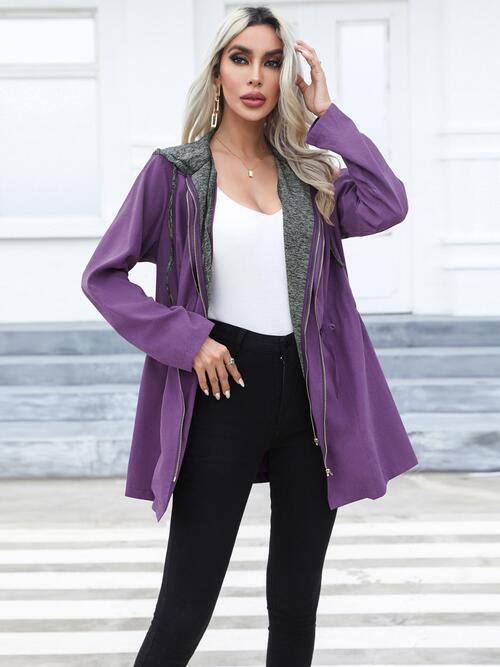 Cold Weather Slay Zip Up Hooded Trench Coat - MXSTUDIO.COM